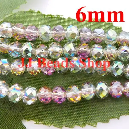 

4mm(1000pcs)/6mm(600pcs) top quality crystal glass 5040 rondelle beads clear half green plated colour free shipping R060450