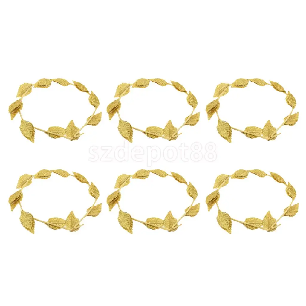 6pcs Gold Leaves Laurel Wreath Garden Headband Head Piece Tiara Fancy Dress