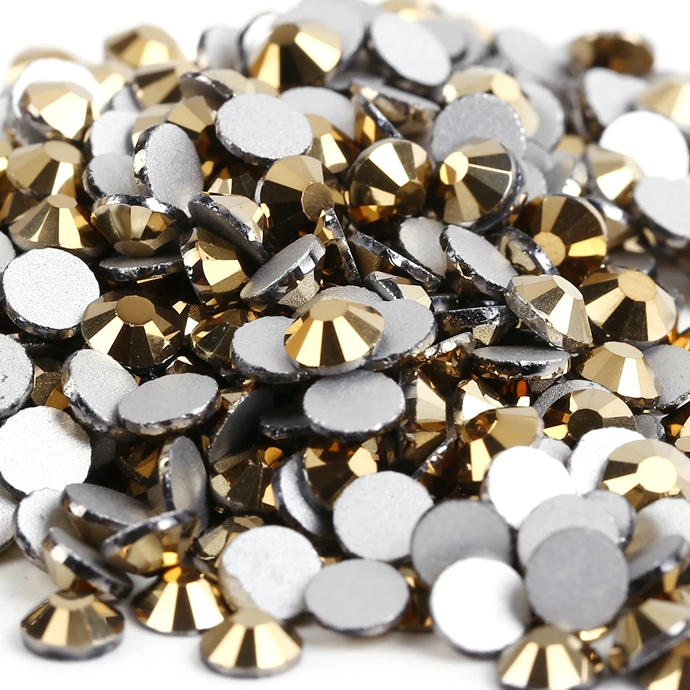 Gold Hematite 3D Nail Art Decorations ss3 ss4 ss5 ss6 ss8 ss10 ss12 ss16 ss20 ss30 ss34 Crystal Non HotFix Rhinestones