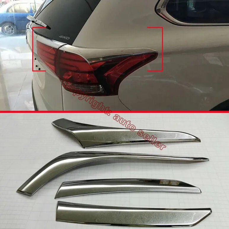 ABS Chrome Tail Light Eyelid Trim For Mitsubishi Outlander 2016 2017 Car Accessories Stickers