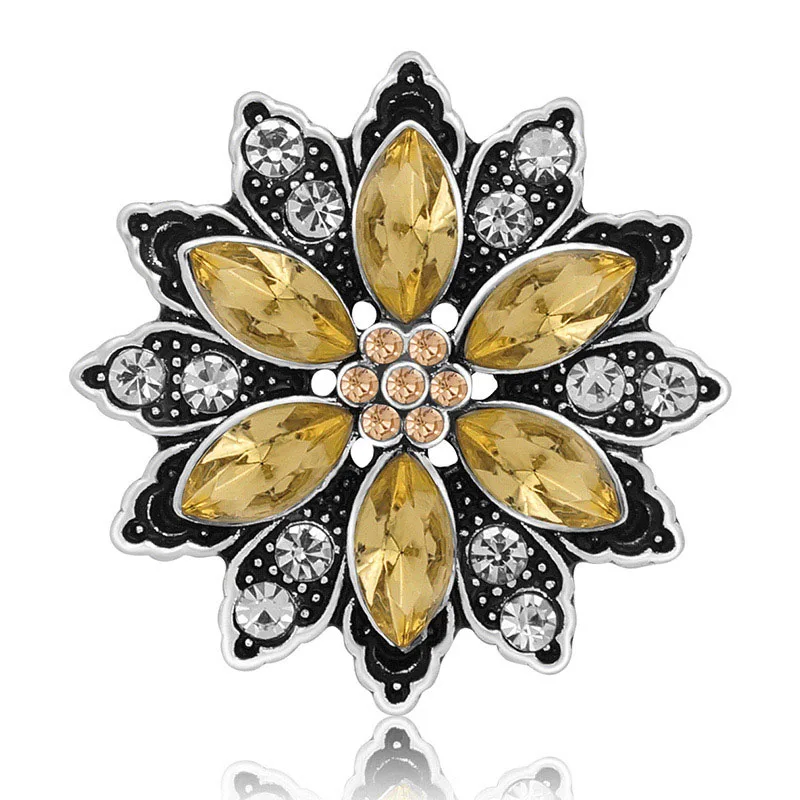 KZ3353 Beauty Rhinestone Flowers Trendy 20MM snap buttons for snap bracelet snap jewelry wholesale Gift