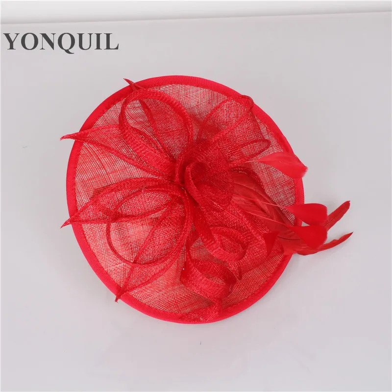 Gold Sinamay Hats Feather Flower Fascinators For Party Hats Bridal Hair Accessories Wedding Cocktail Hats High Quality SYF205
