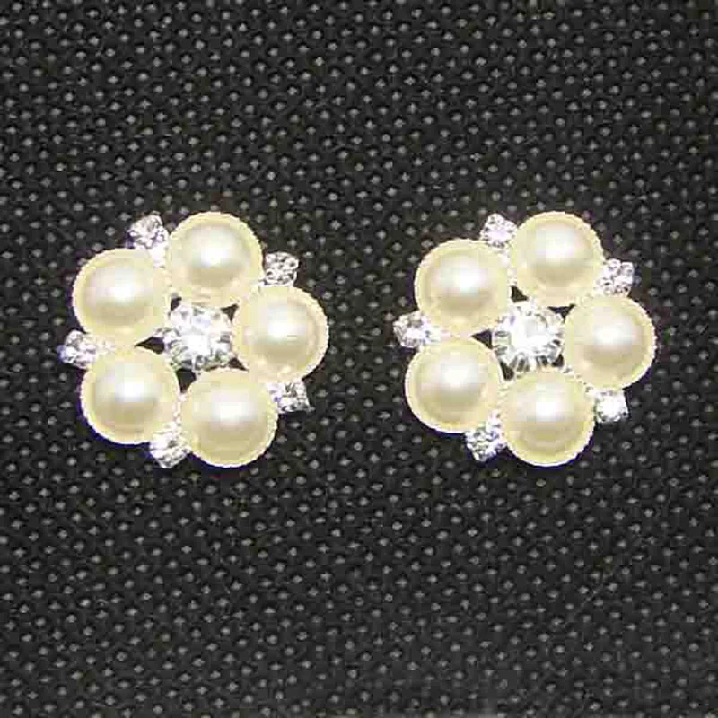 Crystals Pearl Flatback Buttons Wedding Decoration Costume Ornament Floral DIY Handmade Jewelry Accessories 18mm