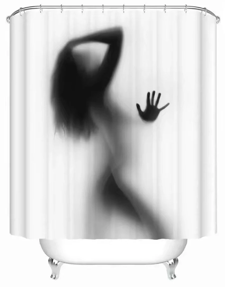 Sexy White Polyester Shower Curtains Creative Eco-friendly Waterproof Shower Curtain Bathroom Woman Bath Shadow Series