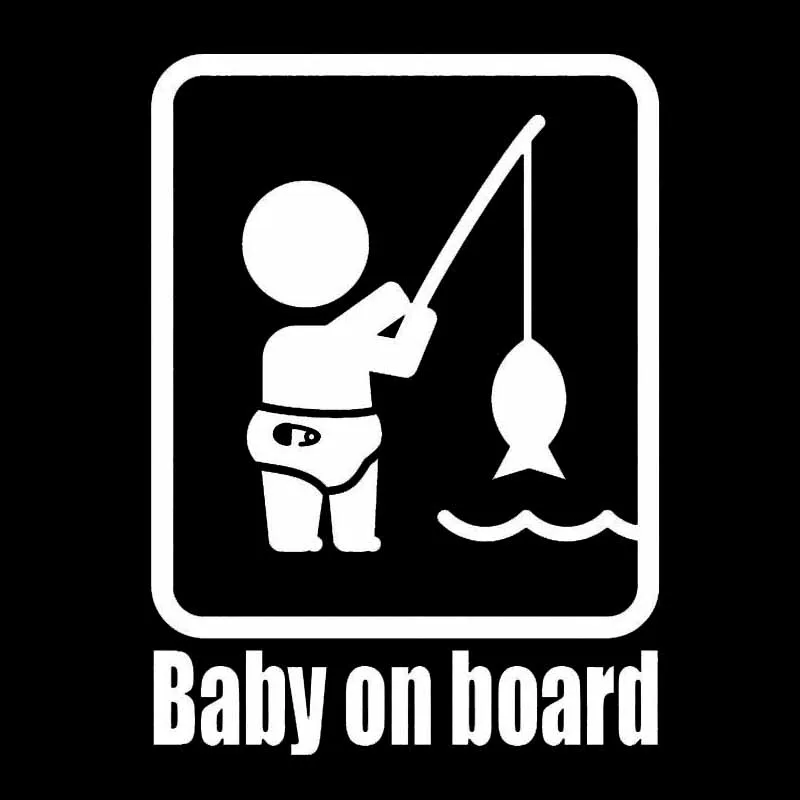 11*15.2CM BABY ON BOARD Fishing Fashion Vinyl Car Sticker Funny Personality Window Decals C1-4020