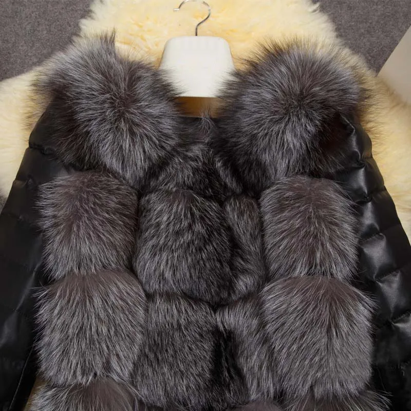 S-4XL Fashion Autumn Winter Coat Women Faux Fox Fur Coat with PU sleeve Female Fake Fur Jacket gilet chalecos de pelo mujer