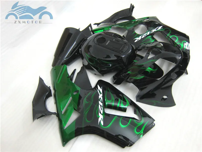 Injection motorcycle fairings kit Fit for KAWASAKI Ninja ZX12R 2000 2001 customized fairing ZX 12R 00 01 green flames+tank cover