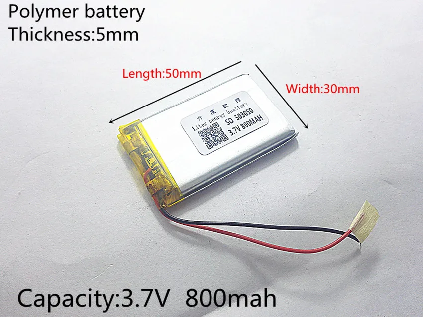 3.7V 800mAh 503050 Lithium Polymer Li-Po li ion Rechargeable Battery cells For Mp3 MP4 MP5 GPS  mobile bluetooth