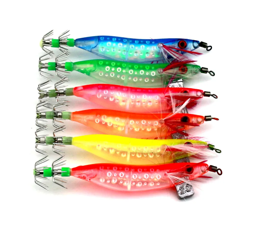 

5Pcs Shrimp Fishing Lure Bait Squid Jigs with Hook 10cm 9.1g Hard Bait Fake Fishing Wobbler Octopus Bait Jigging Lure