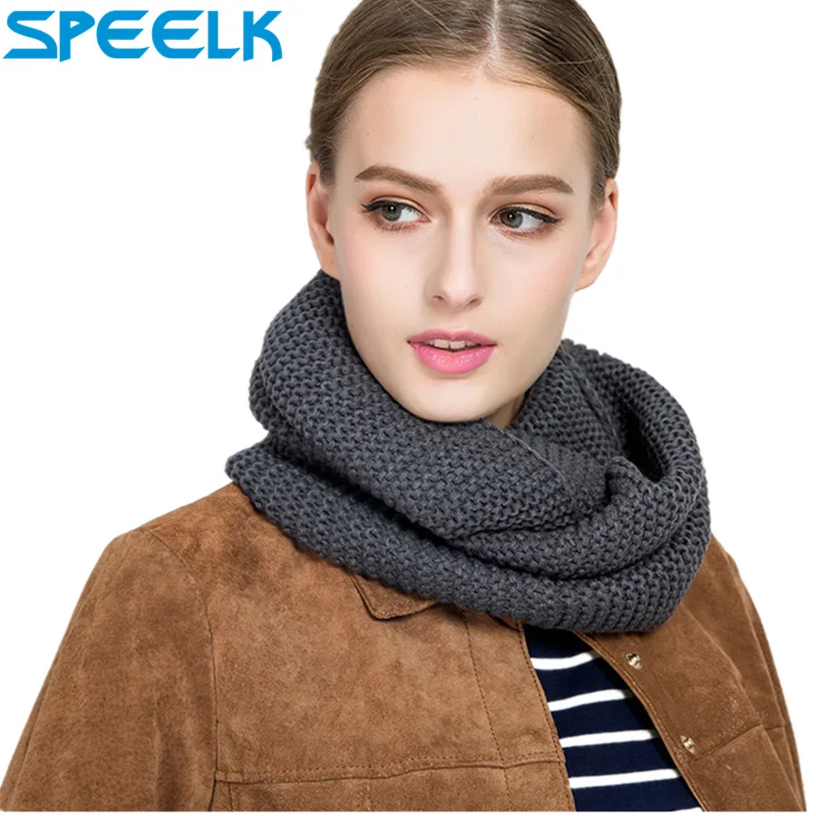 Women Luxury Brand Knitted Ring Scarf Lady Spring Neck Scarves Pure Color Neck Wrap Thick Warm Collar Bib Scarf Dropshipping