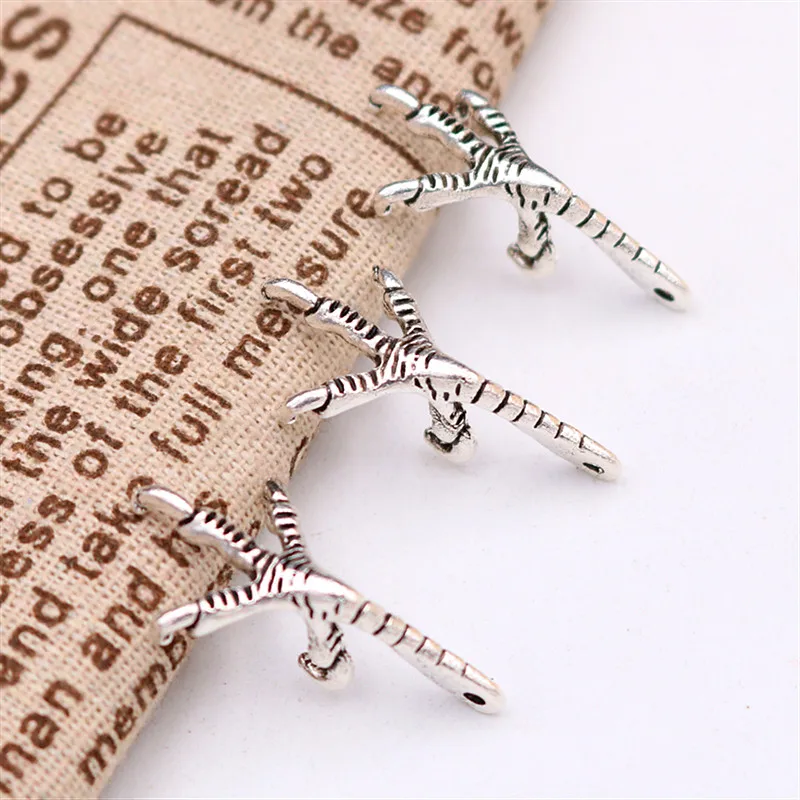 WKOUD 8pcs Silver Color 3D Raptor Paw Charm Hip Hop Necklace Bracelet DIY Metal Jewelry Alloy Pendant 38*12mm A1515