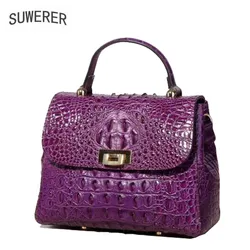 Suwerer nova bolsa feminina de couro real bolsas de couro genuíno moda padrão crocodilo bolsa feminina bolsas