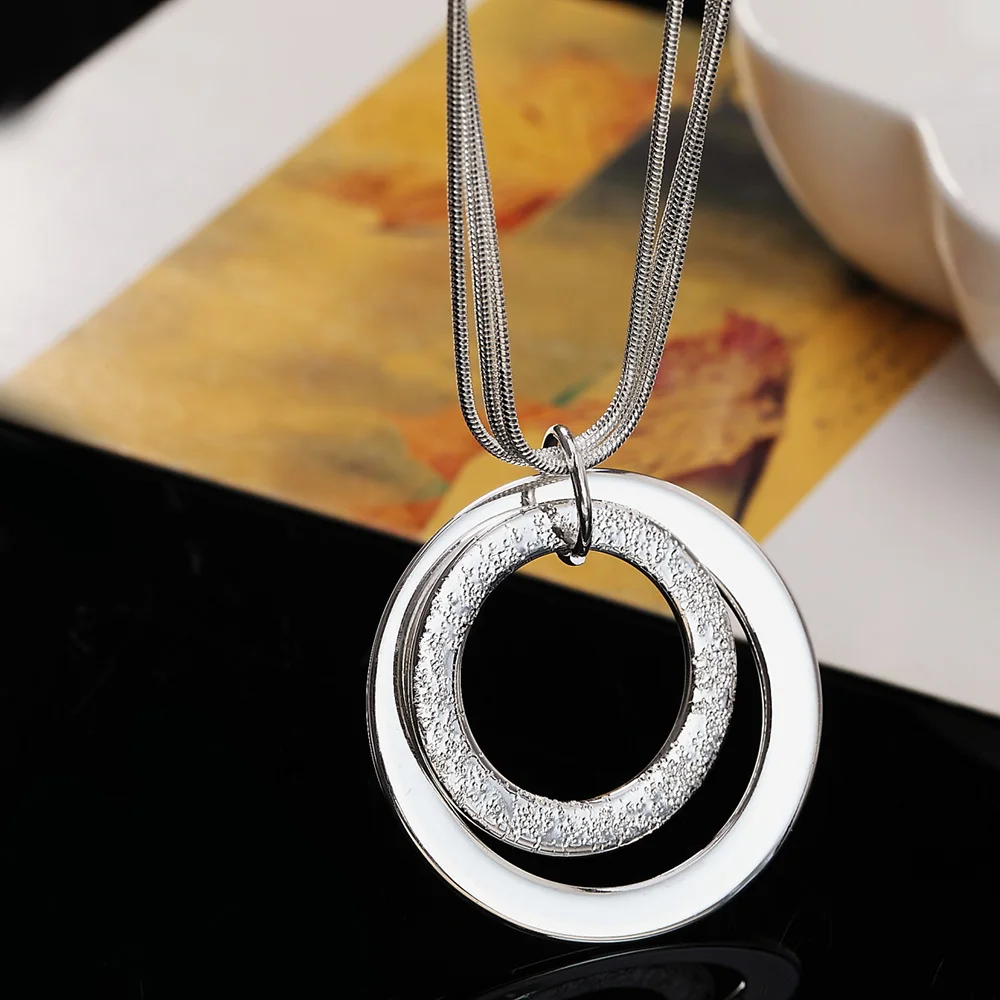 Wholesale ,Charm silver color necklace jewelry crystal Men women fashion Wedding pendant necklace jewelry free shipping N020