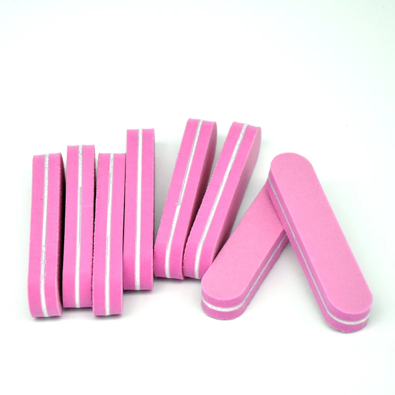 100pcs/lot Sponge Nail Files Sanding Pink Rectange 100/180 Grit Lime a Ongle Nail File Cuticle Beauty Pedicure Polish Tools