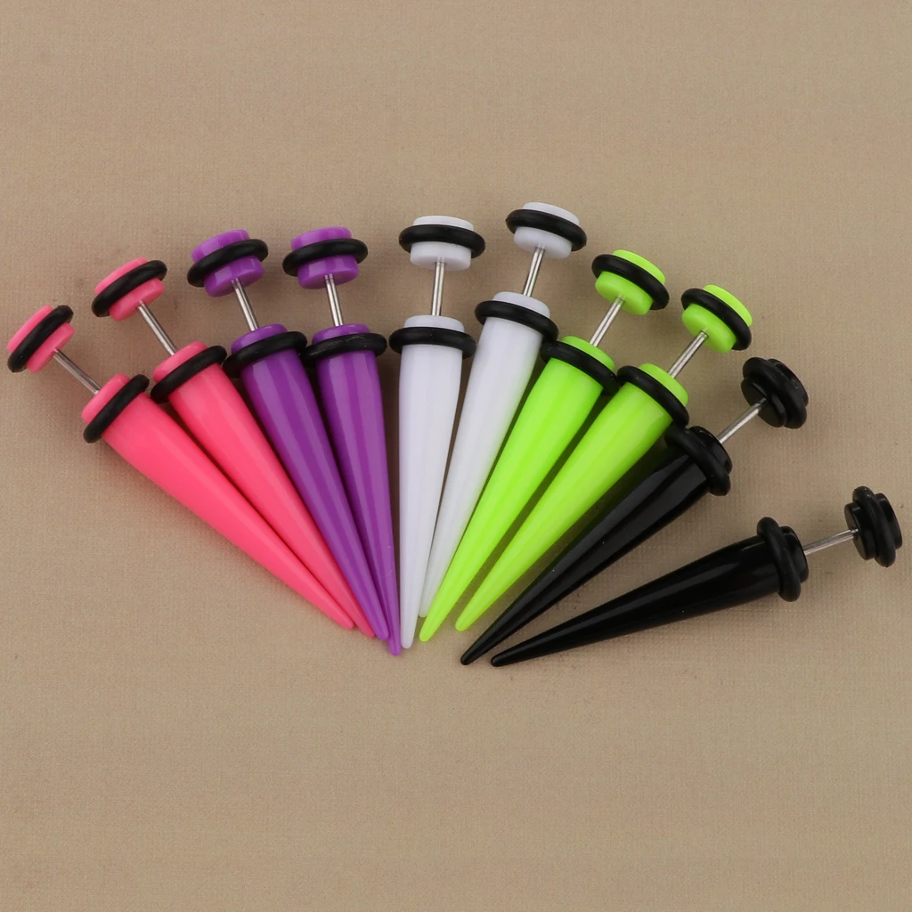 MagiDeal 10Pcs 18G Fake Cheater Ear Taper Stretcher Plugs Stretching Tunnels image 4