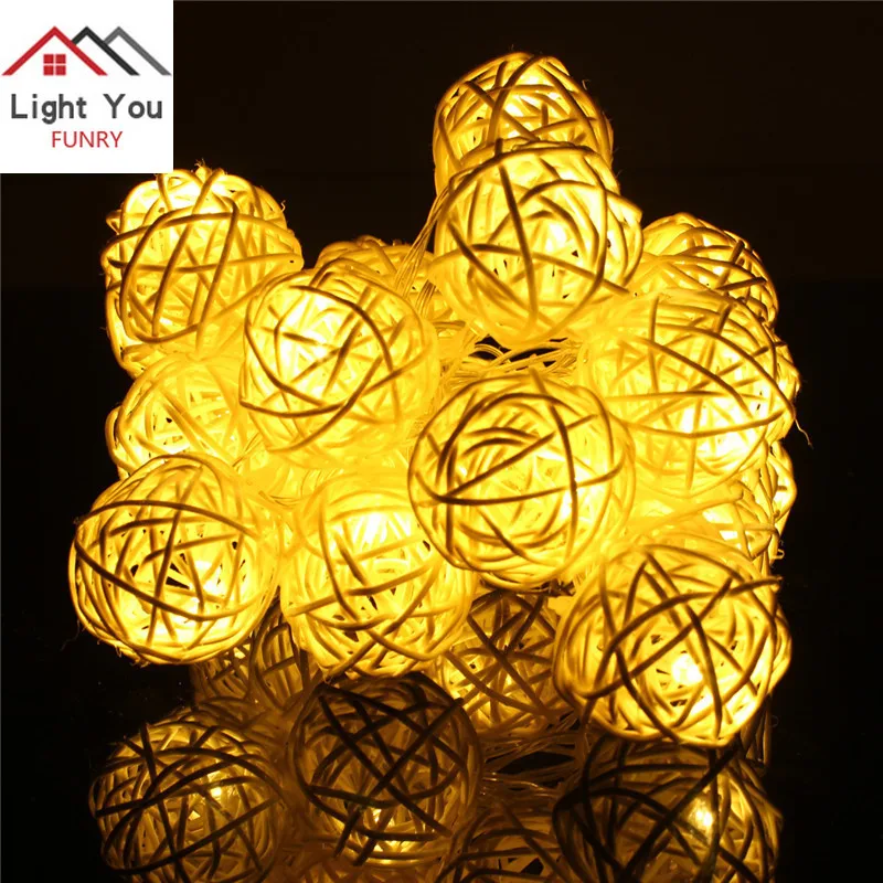 220V/110V 4.5M 20LED Rotan Bal Vorm Decoratie Lamp Kerst Led Outdoor Tuin Decoratie Lamp Snaar