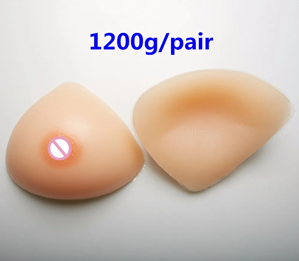 1200g/pair Shemale Crossdresser Adhesive Fake Boobs Transvestites Breast Mastectomy Triangle Silicone Breast Forms Enhancer