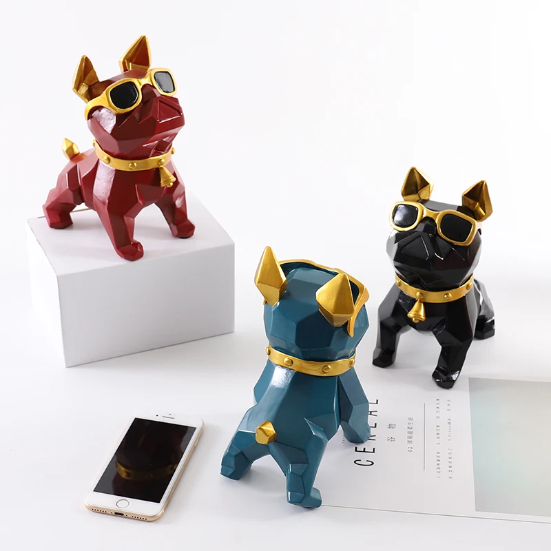 French Bulldog Statues for Home Decor, Geometry Cute Dog, Nordic Style Cabinet Ornaments, Resin Crafts, Christmas Gift