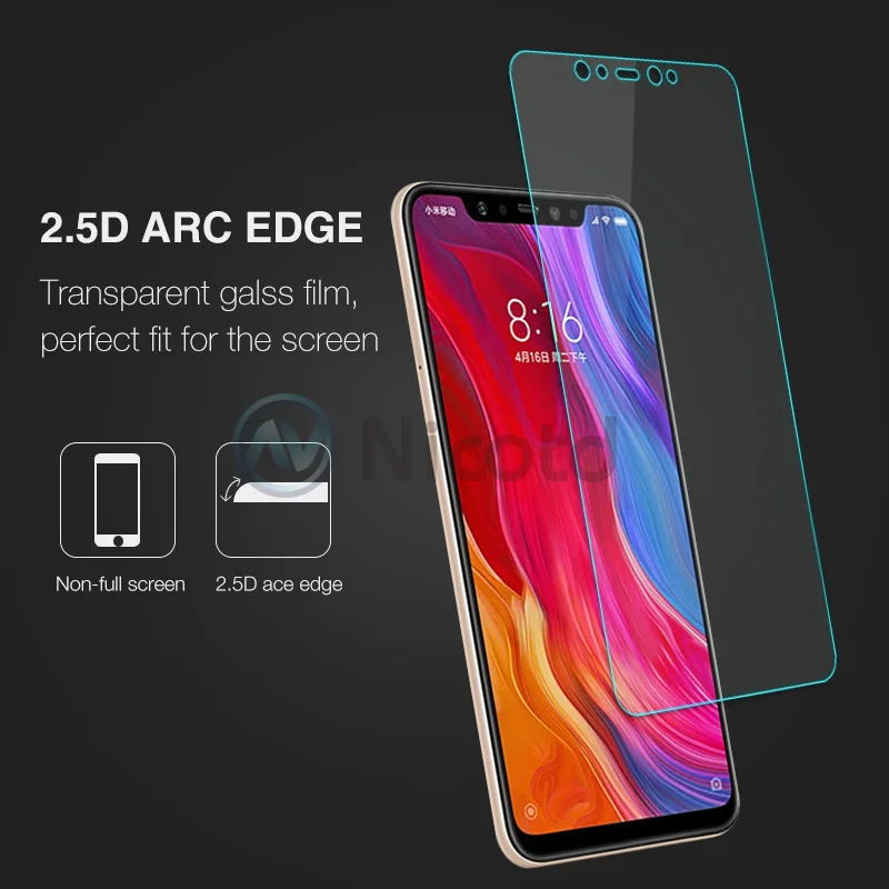 Nicotd Tempered Glass For Xiaomi Mi 8 Lite Screen Protector 9H 2.5D Phone On Protective Glass For Xiaomi Mi 8 Mi8 Glass film