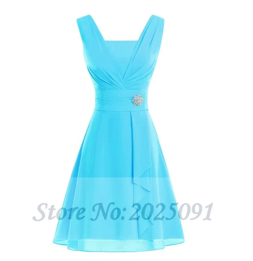 Simples curto baile de formatura dress2021 feminino azul real vestidos de dama de honra chiffon noite vestidos de festa de formatura curto vestidos de noite g043