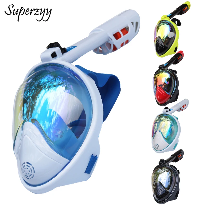 Underwater Anti Fog Diving Mask Snorkel Swimming Training Scuba mergulho 2 In 1 full face snorkeling mask Gopro Camera Dropship