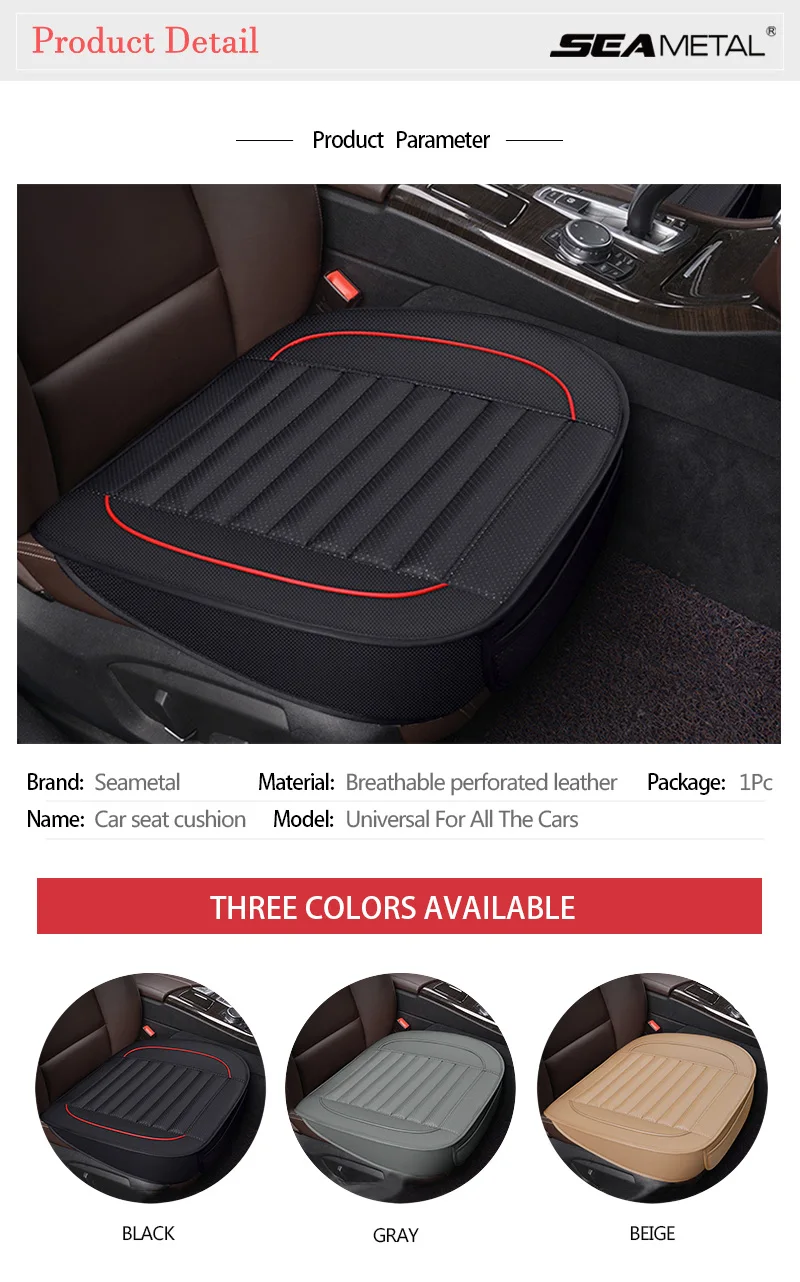 SEAMETAL Auto Pu Leder Sitzbezug Innen Autos Sitze Abdeckungen Kissen Universal Protector Sitzmatten Auto Zubehör – Detail 1