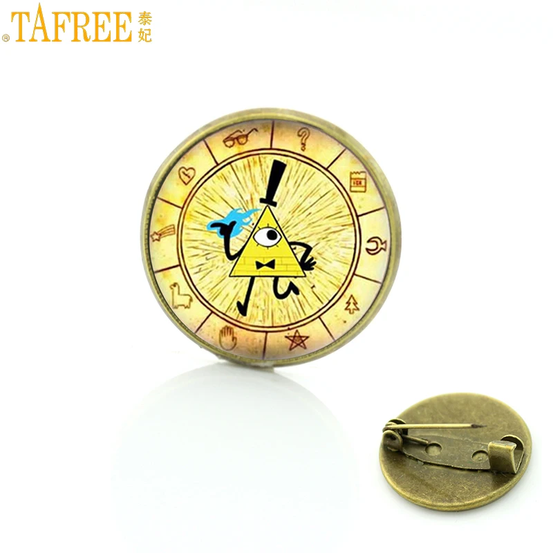 TAFREE cartoon Drama Falls brooch pins Mysteries BILL CIPHER WHEEL photo jewelry badge for men women CT09