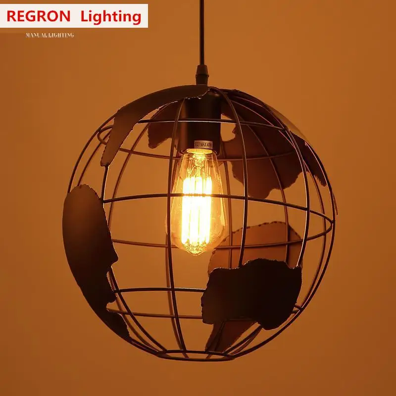 Library Europe Style World Map Pendant Lighting Bar Art Globe Ball Pendant Lights E27 Hot Selling Lamparas  For Kitchen sconce