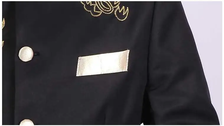 Chinese style Embroidery Male Suits Black White Blazers Prom Party Stage Outfit Formal Singer Chorus Costume Wedding groom Suits