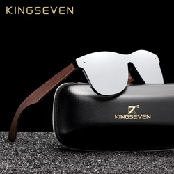 KINGSEVEN-gafas de sol polarizadas hechas a mano para hombre y mujer, lentes de madera de nogal, espejo Vintage, UV400