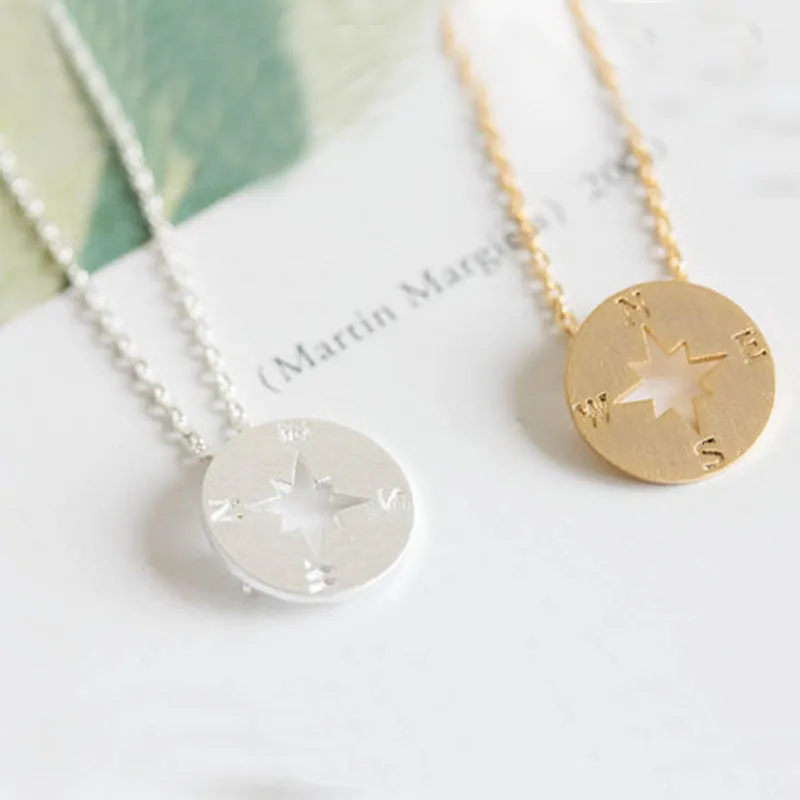 

30 шт./лот Модный Золотой Серебряный Простой компас с подвеской длинная цепь-чокер эффектные ожерелья Женские Ювелирные изделия Бесплатная доставка