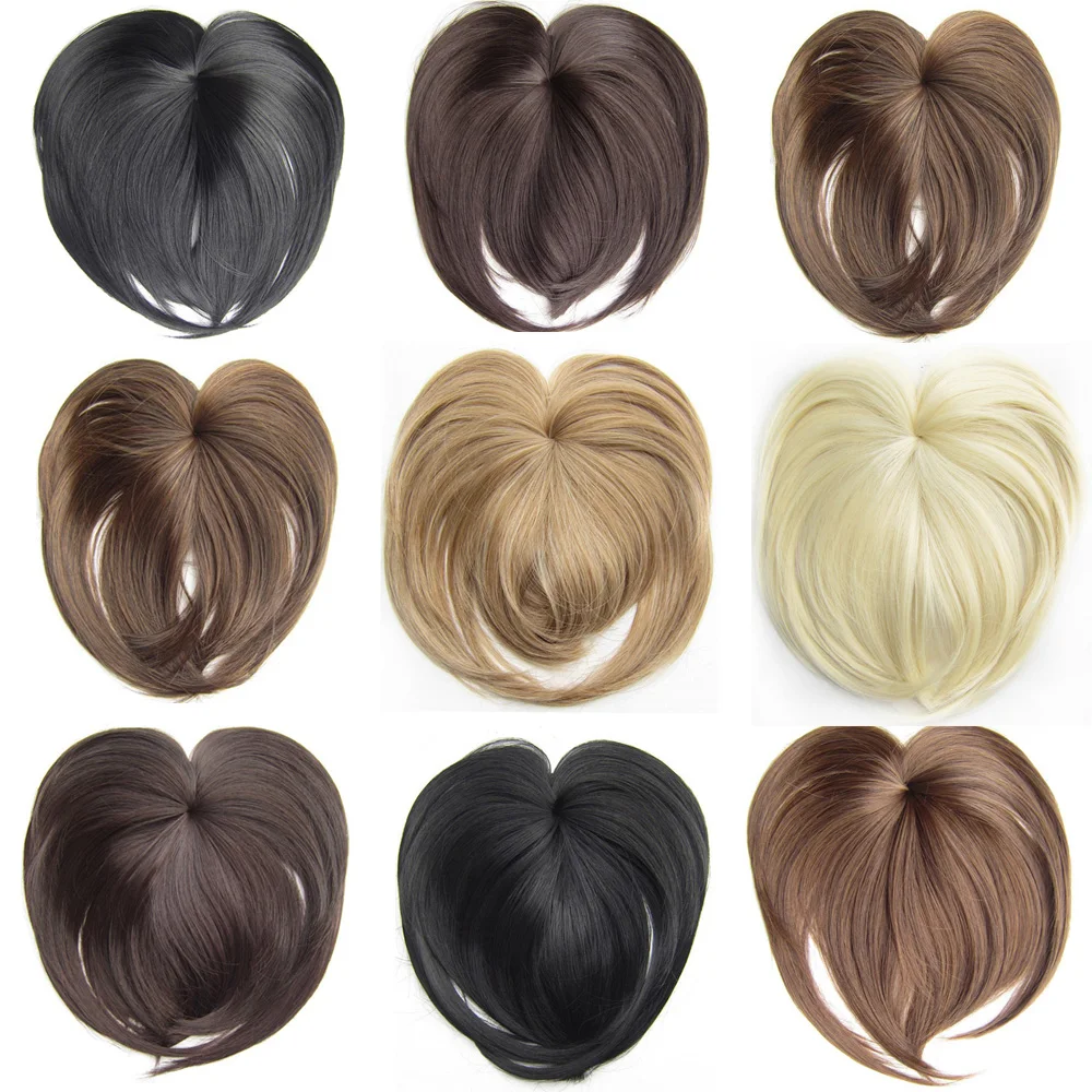 Similler White Black Brown Gold Fake Fringe Clip In Blunt Bangs Synthetic Hair Extensions With High Temperature Fiber