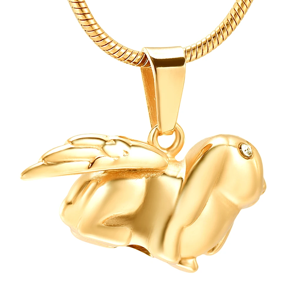 K10075 Cute Rabbit with Angel Wing Cremation Jewelry for Ashes Pendant Holder Urns for Pet/Human Memorial Men Women Necklace