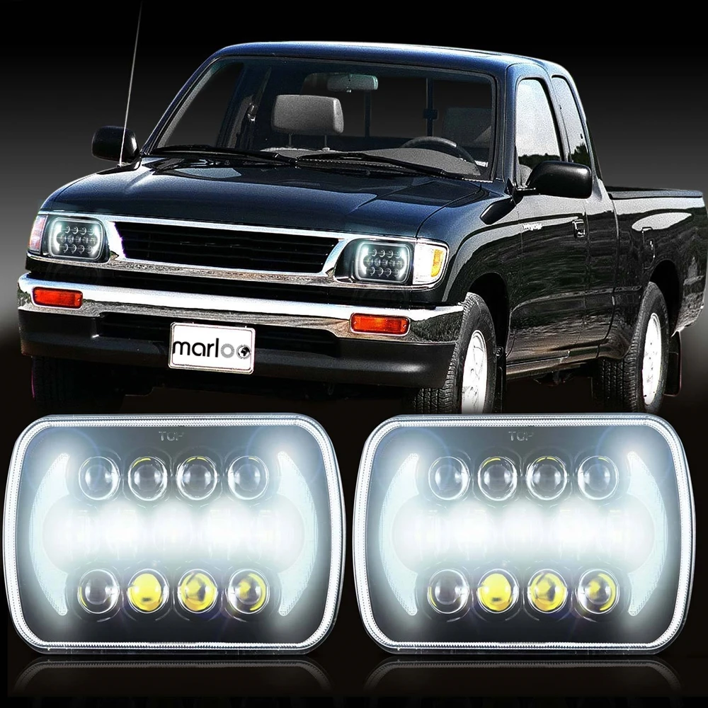 

2pc 105W Projector 7X6 5X7 LED Headlight For Jeep Cherokee XJ YJ Ford Toyota Pickup H4 Sealed Beam DRL Front Lights Black