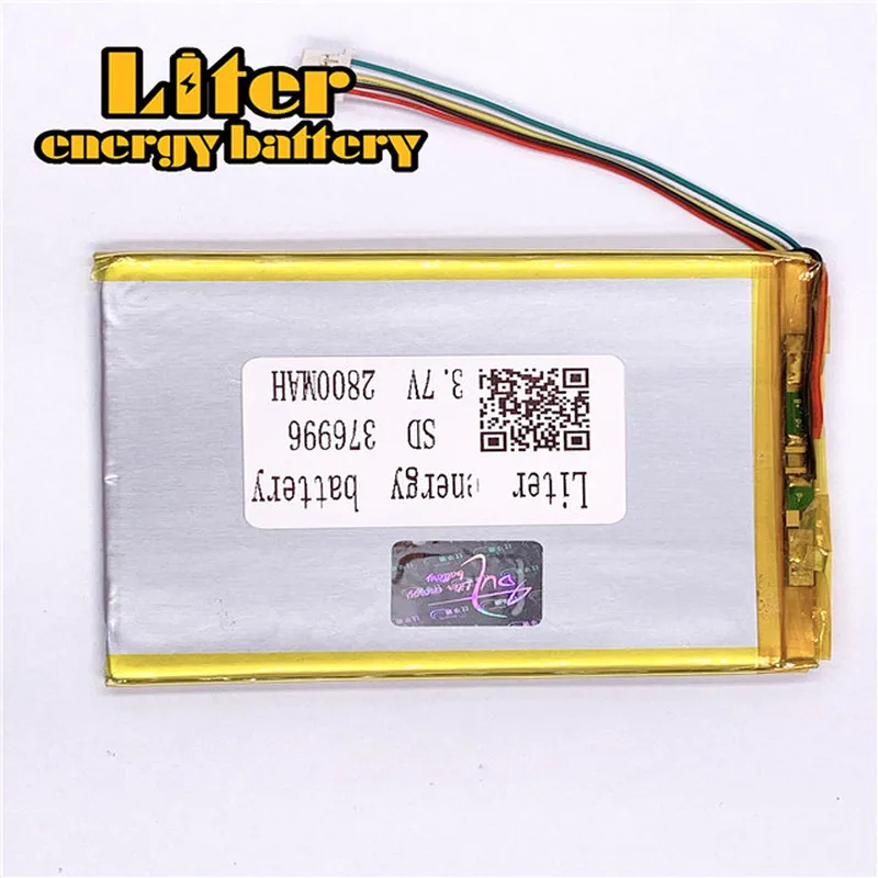 ขั้วต่อ 1.0 มม. 5 พิน 376996   2800mah 3.7V แบนชาร์จแบตเตอรี่ lipo บริสุทธิ์สําหรับแท็บเล็ตพีซี 7 นิ้ว 8 นิ้ว 9 นิ้ว MP4 MP5