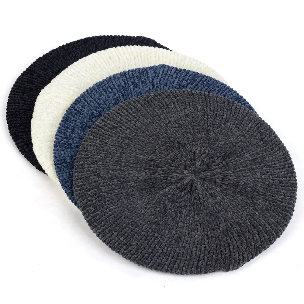 New Fashion Knitted Wool Hats For Women Lady Winter Berets Spring Casual Warm Hat Female Solid Color Beret Hats Caps