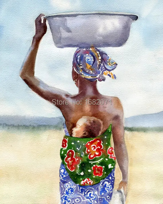 Skills Artist Pure Hand-painted High Quality African Decorative Painting Mother and Kid Oil Painting For Wall Decoration