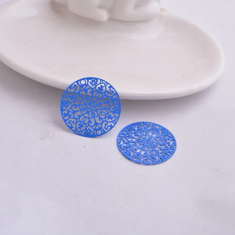 50 Stück AA3212 25mm Bunte Runde Blumen-Verbinder aus Messing, bemalt, Estampes rondes Charms für DIY-Schmuckherstellung – Detail 2