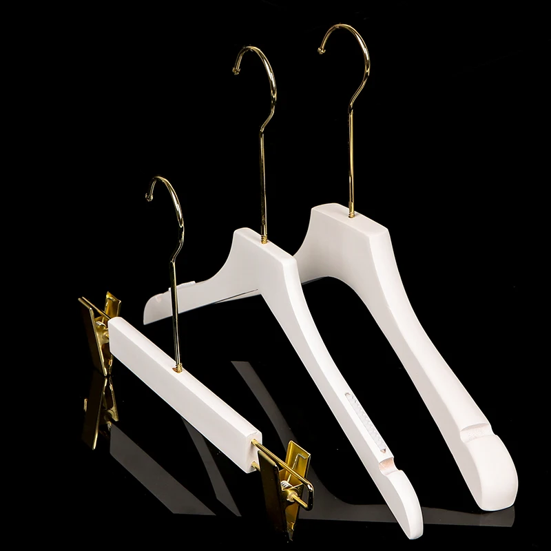 5pcs/lot 32cm children's white solid wood non-slip clothes hanger clothing store clothes hanger, pants rack