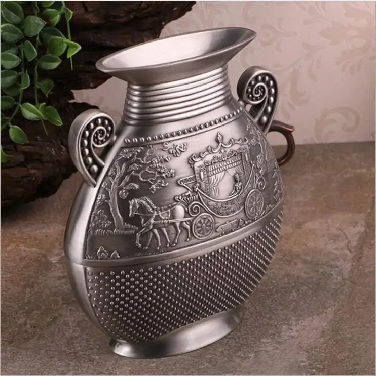 European Retro bottle shape metal  large size Carriage Vases Crafts vase home decorative HP004