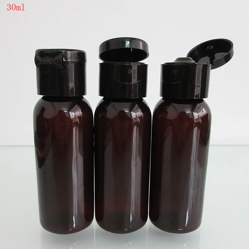 10pcs 1OZ/30ml Amber bottle PET plastic Empty Refillable bottle for tatto Ink,Eliquid,interchangeable Round bottle with flip cap