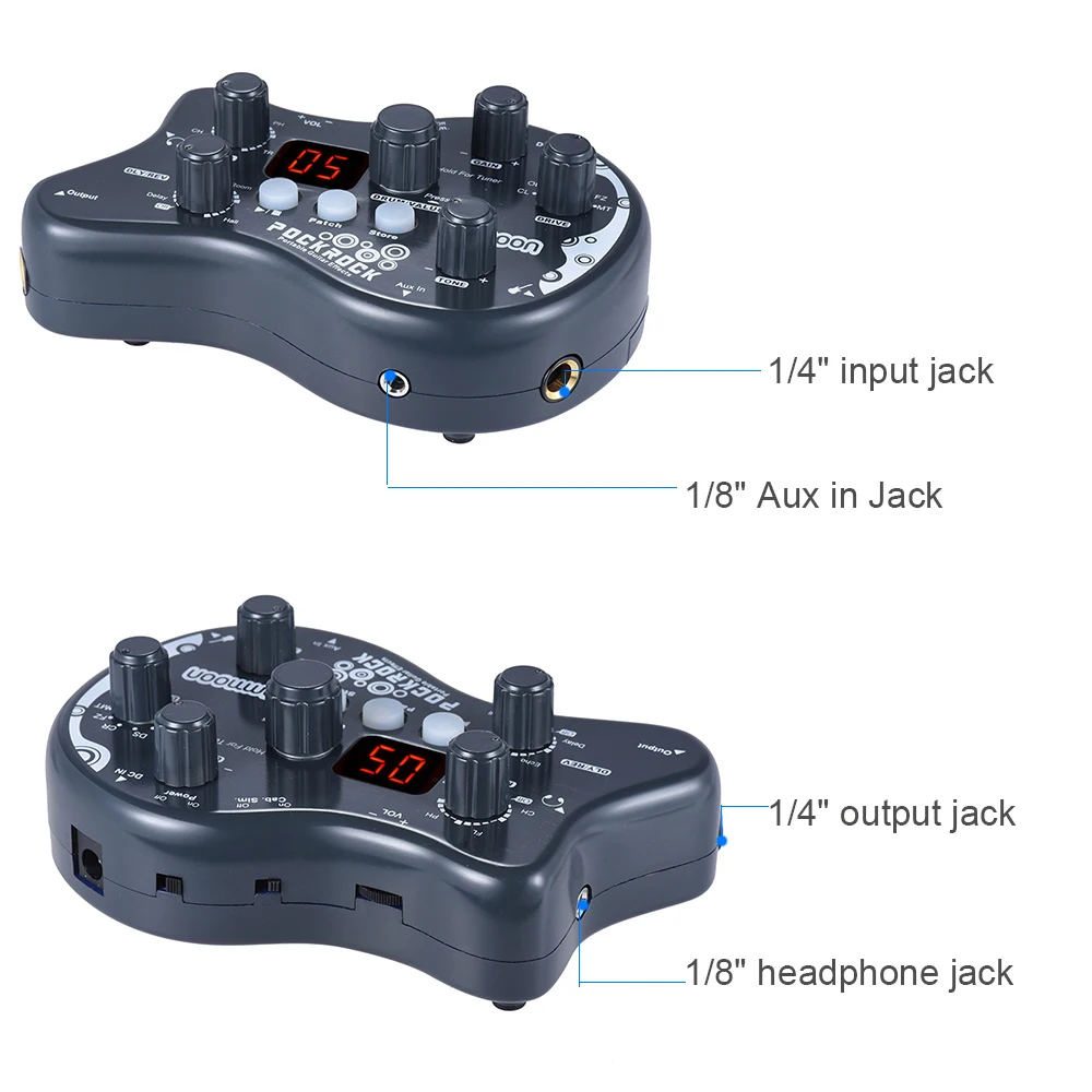 ammoon Portable Guitar Effect Pedal PockRock Guitar Multi-Effect Processor Pedal Guitar Pedal Effect Electric Guitar Accessories