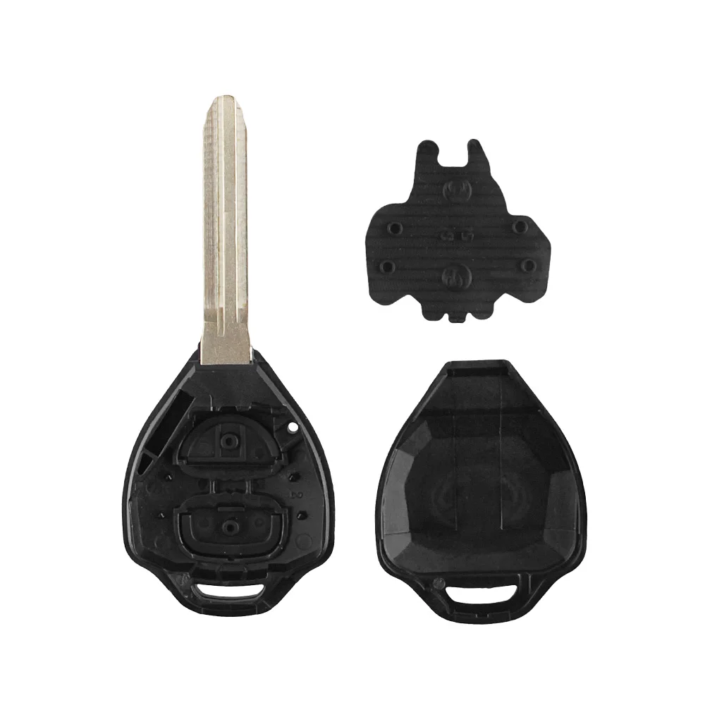 KEYYOU 2 Button Uncut Replacement Plastic Remote Car Key Shell Cae Fob Blank Keys for Toyota Corolla RAV4 Toy43 Blade