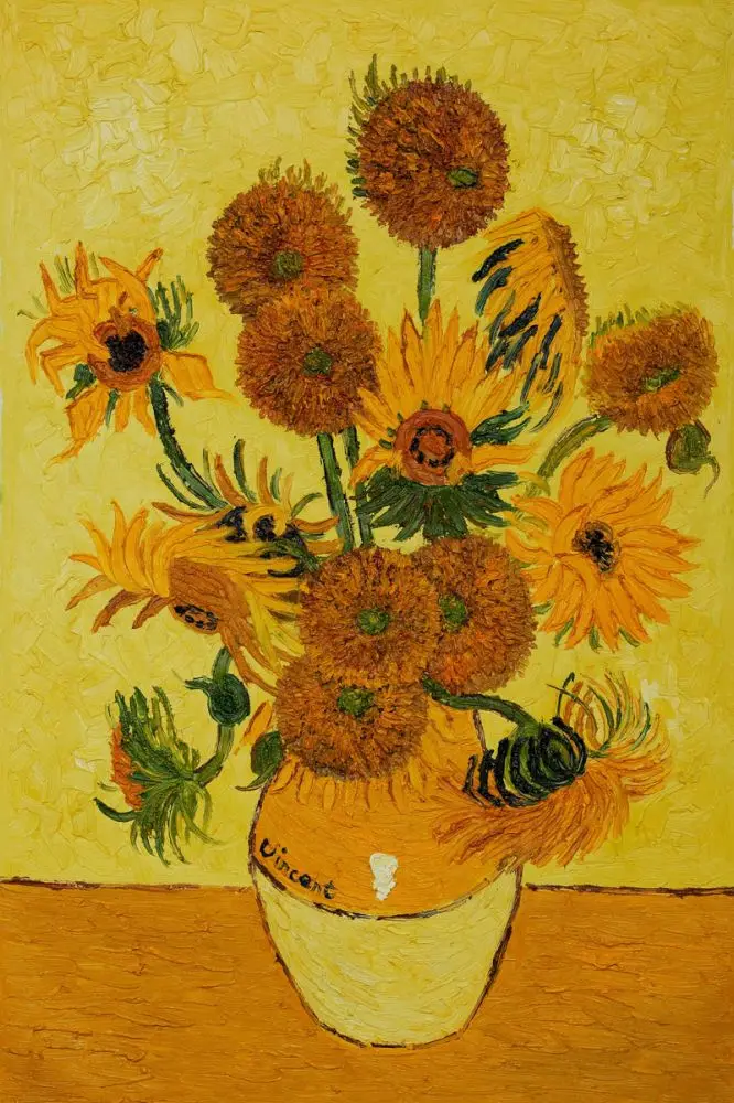 

Vase with Fifteen Sunflowers by Vincent Van Gogh Flower Oil Painting Reproduction for Kitchen,Bathroom,Handmade,Impressionist