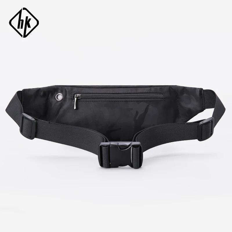 Hk Men Male Casual Fanny Bag Waist Bag Money Phone Belt Bag Pouch Camouflage Black Gray Bum Hip Bag Shoulder Belt Pack