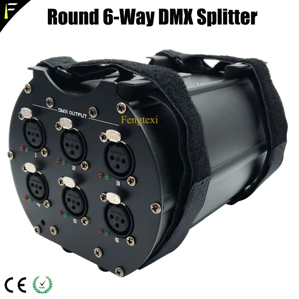 Round 6DXH Distributor Multiple Installation Methods 6 Way CHs 6DX DMX Distributor For Disco DJ Stage Light Equipment