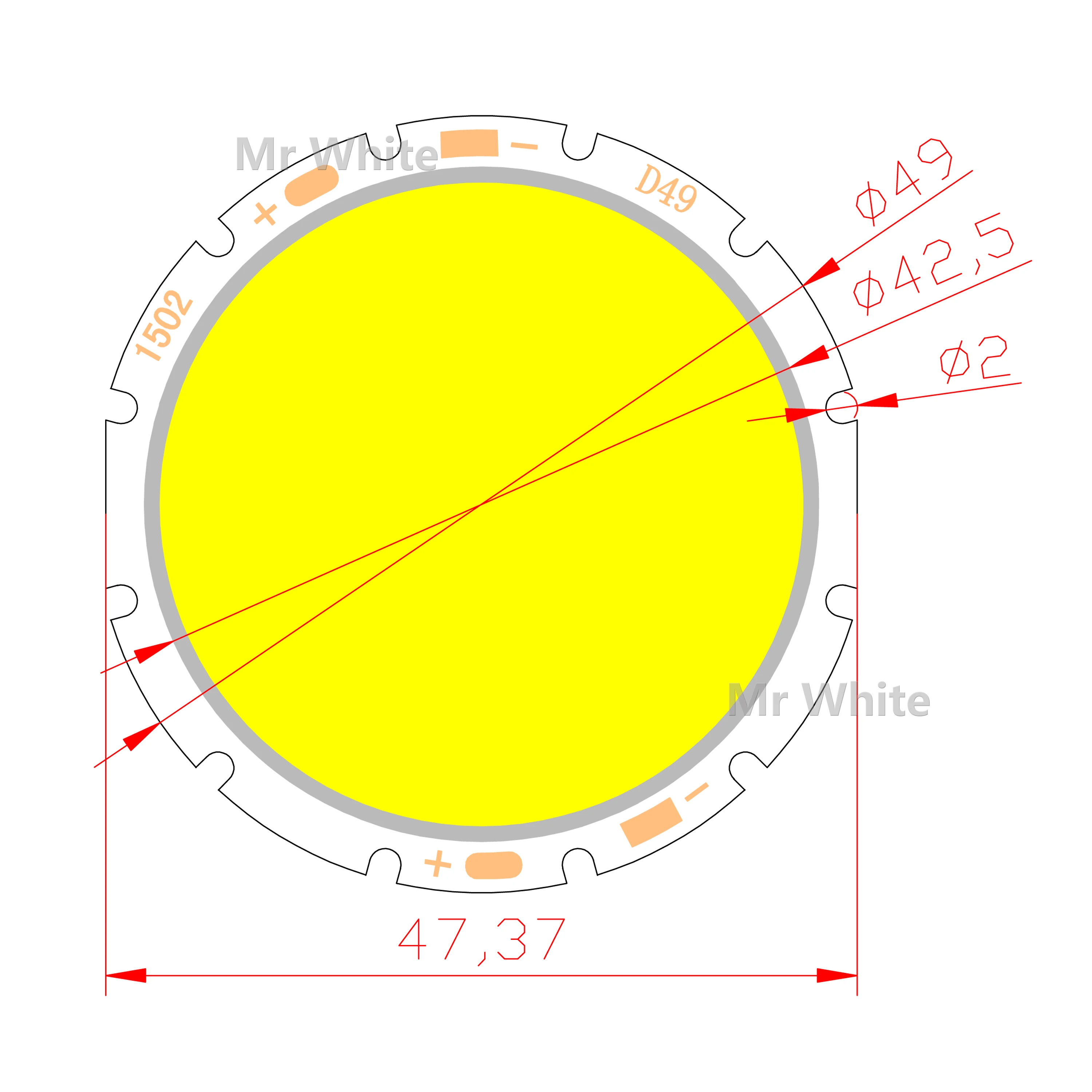 factory sale 49mm 42mm round LED COB Light Source Module warm nature white 15W 20W 30W lamp flip chips for downlight