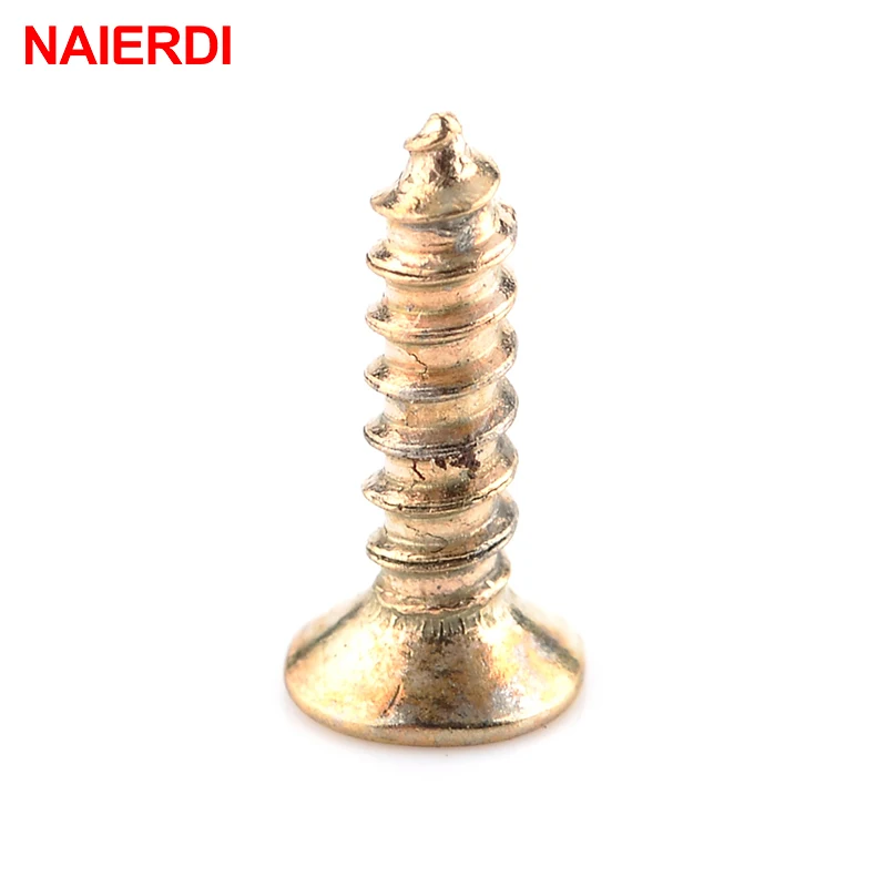 200PCS NAIERDI Screws M2*6mm 8mm 10mm Bronze Flat Round Head Self-Tapping Screw For Antique Hinges Decoration Wood Hardware Tool