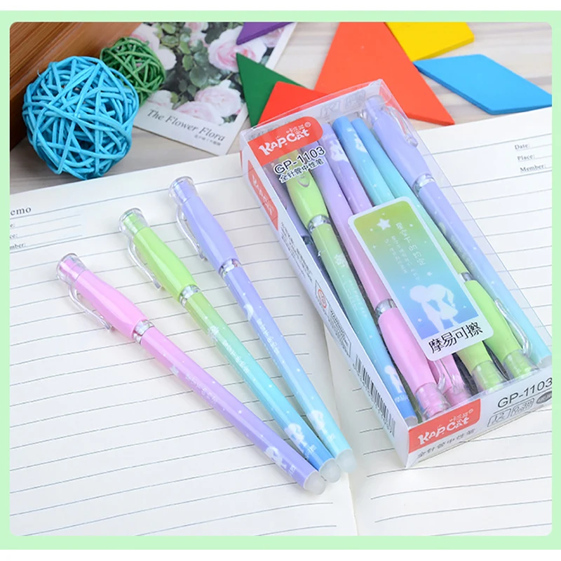 12 Pcs/Lot Erasable Materials Kawaii School Gel Pen Ink Erasable 0.38mm Pencil Office Equipment