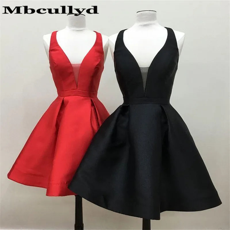 

Mbcullyd Short Prom Dresses For Women 2023 Sexy V-neck Short Mini Dress Party Gowns Cheap Backlesss Red Vestidos de fiesta